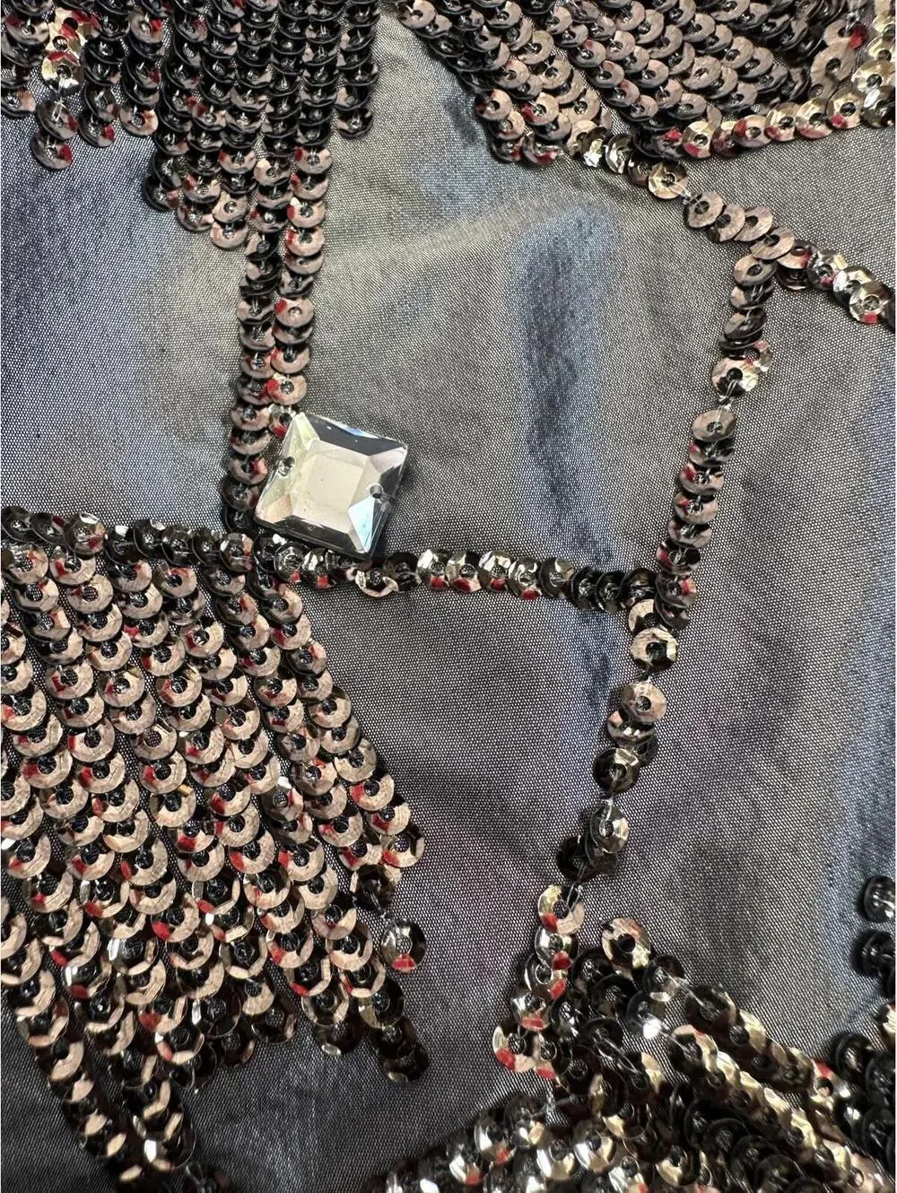 Womens Sz 6 Per Se Gunmetal Gray Silk Skirt Pleated Embellished Luxe Cocktail